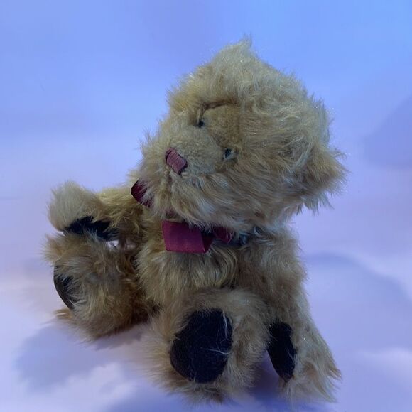 Vintage Russ Plush Bear Gregory Burgundy Bow Item #727 Seated 7 1/2" Excellent… - Picture 5 of 7